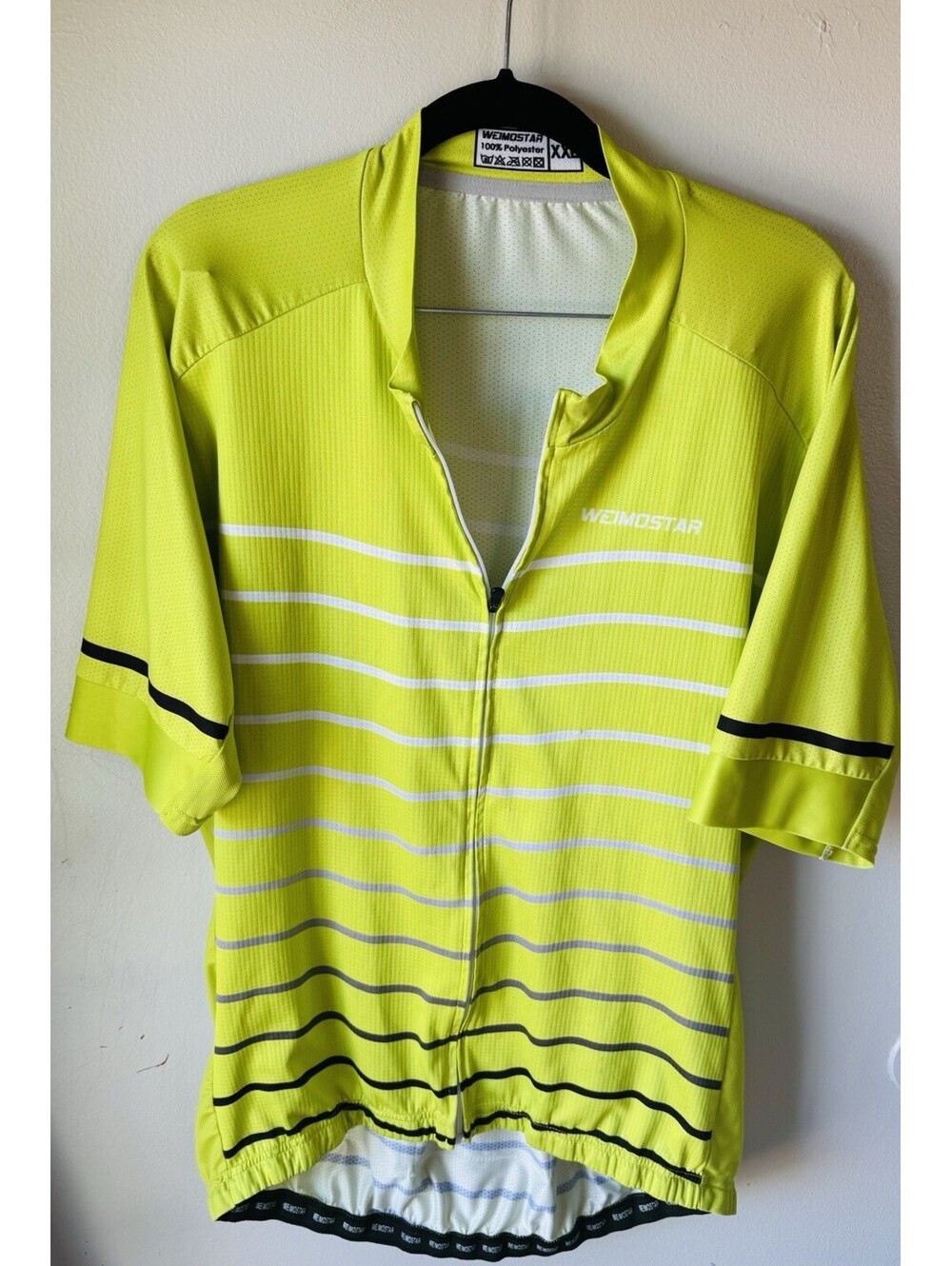 Men's Weimostar Full Zip Cycling Jersey-Black/Neon Size XXL-Reflective Stripes